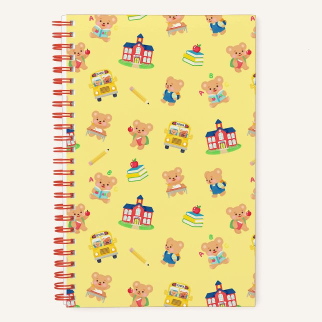 Teddy Bear Back to School Yellow Notebook (Front)