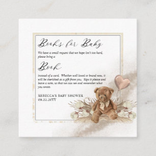 Teddy Bear Balloon Baby Shower Book Request Enclosure Card