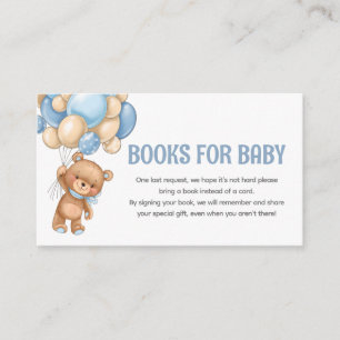 Teddy Bear Balloon Baby Shower Book Request Enclosure Card