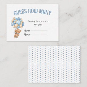 Teddy Bear Balloon Baby Shower Game Enclosure Card