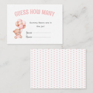 Teddy Bear Balloon Baby Shower Game Enclosure Card