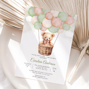 Teddy Bear Balloon Baby Shower Invitation