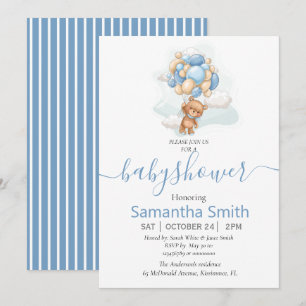 Teddy Bear Balloon Baby Shower Invitation