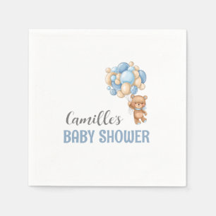 Teddy Bear Balloon Baby Shower Napkin