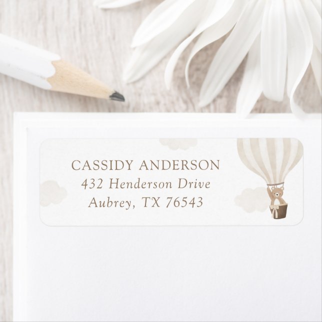 Teddy Bear Balloon Baby Shower Return Address (Insitu)