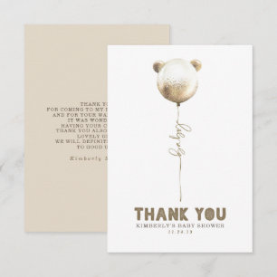 Teddy Bear Balloon Baby Shower Small Thank You Card