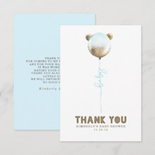 Teddy Bear Balloon Baby Shower Small Thank You Card