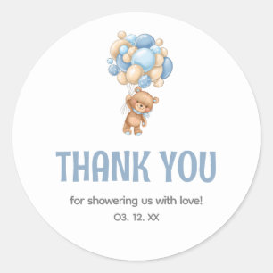 Teddy Bear Balloon Baby Shower Thank You Classic Round Sticker
