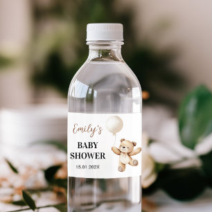 Teddy Bear Balloon Baby Shower Water Bottle Label