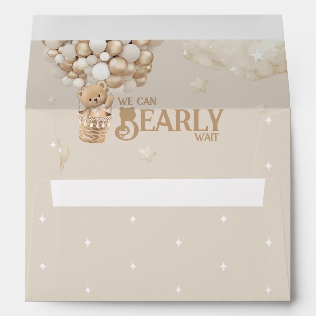 Teddy Bear Balloon Bearly Wait Baby Shower  Envelope (Back (Bottom))