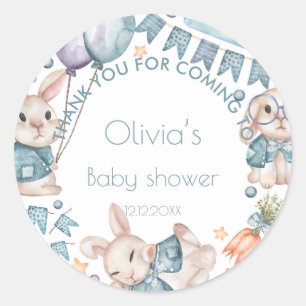 Teddy Bear Balloon Bearly Wait Baby Shower Favour Classic Round Sticker
