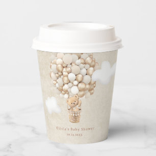 Teddy Bear Balloon Bearly Wait Baby Shower Paper Cups