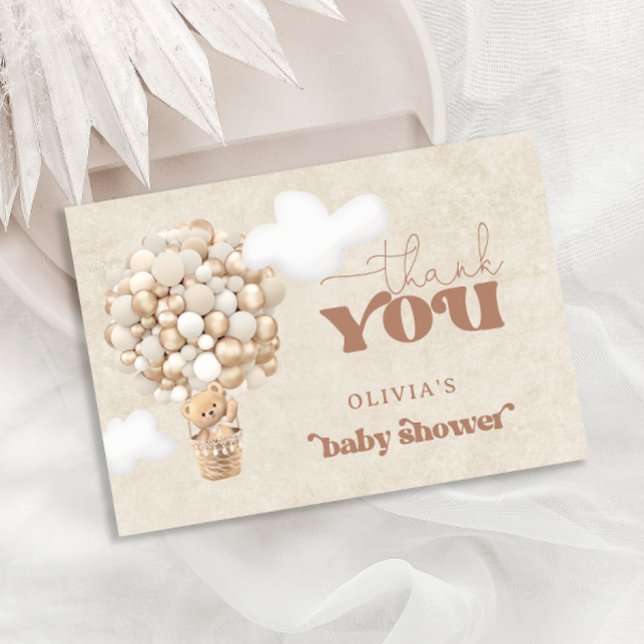 Teddy Bear Balloon Bearly Wait Thank You Card (Creator Uploaded)