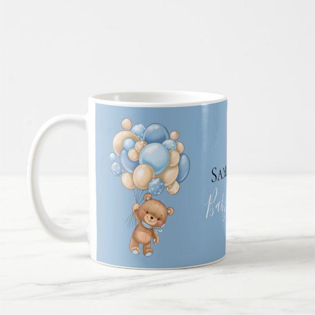 Teddy Bear Balloon Blue  Coffee Mug (Left)