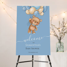 Teddy Bear Balloon Blue  Foam Board