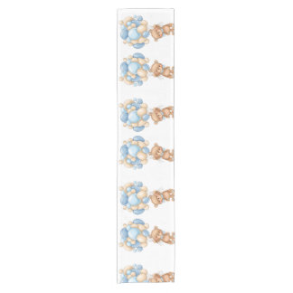 Teddy Bear Balloon Blue Short Table Runner