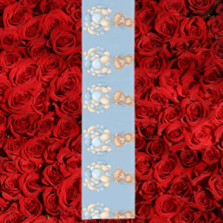 Teddy Bear Balloon Blue   Short Table Runner