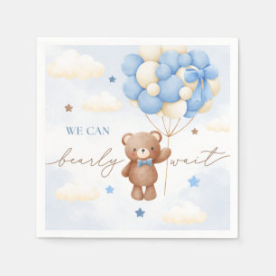 Teddy Bear Balloon Boy Baby Shower Napkins
