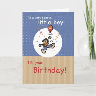Teddy Bear Balloon Boy Birthday Card