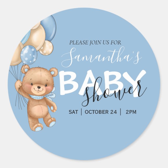 Teddy Bear Balloon  Classic Round Sticker (Front)