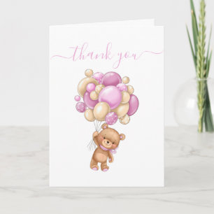 Teddy Bear Balloon God Parents Thankful   Card