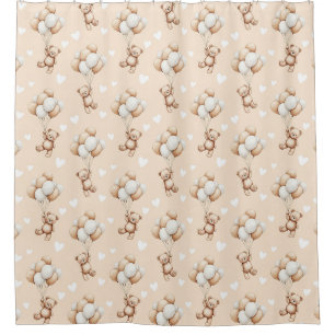 Teddy Bear Balloon Neutral Watercolor Pattern