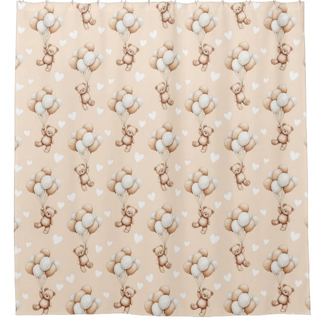 Teddy Bear Balloon Neutral Watercolor Pattern (Front)