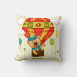 Teddy Bear Balloon Ride Throw Pillow