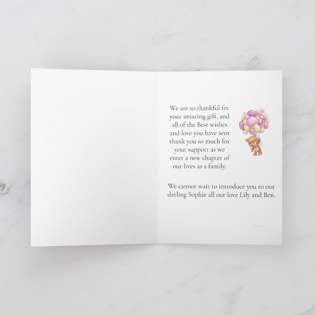 Teddy Bear Balloon So Thankful  Card (Inside)