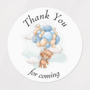 Teddy Bear BALLOON thank you Labels