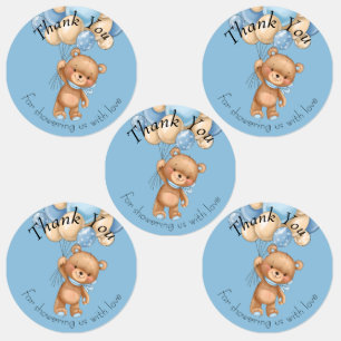 Teddy Bear BALLOON thank you Labels