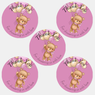 Teddy Bear BALLOON thank you Labels