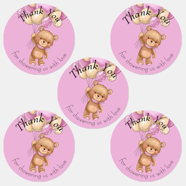 Teddy Bear BALLOON thank you  Labels (Group)