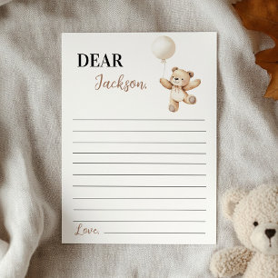 Teddy Bear Balloon Time Capsule Note Message Card