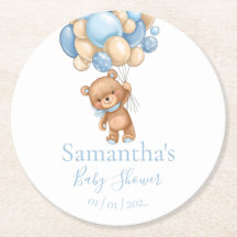 Teddy Bear Balloon White Blue baby shower  
