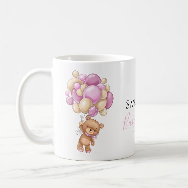Teddy Bear Balloon White Pink  Coffee Mug (Left)
