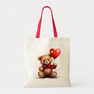 teddy bear & balloon with the Chinese flag. Tote Bag