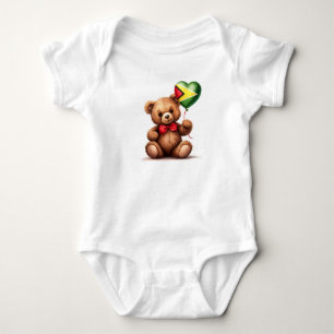 teddy bear & balloon with the Guyanese flag. Baby Bodysuit