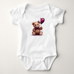 teddy bear & balloon with the Qatari flag. Baby Bodysuit