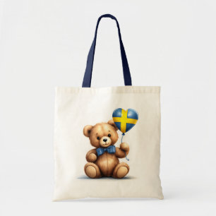 teddy bear & balloon with the Swedish flag. Tote Bag