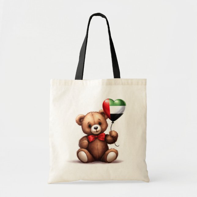 teddy bear & balloon with the UAE flag. Tote Bag (Front)