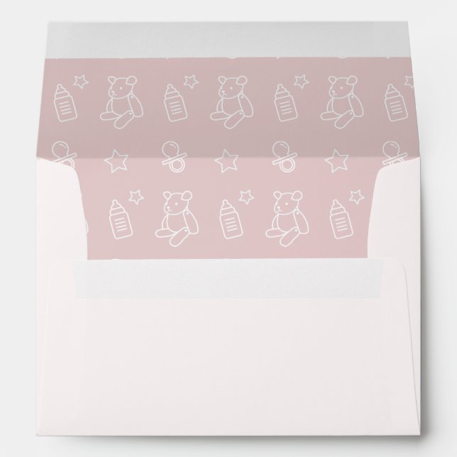 Teddy Bear & Balloons Baby Bottle Pink Envelope (Back (Bottom))