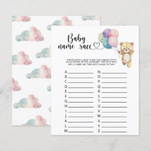 Teddy bear balloons - Baby name race game