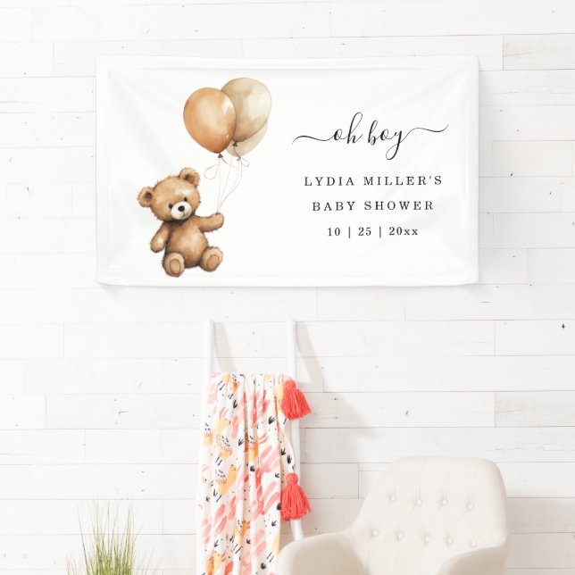 Teddy bear Balloons baby shower Gender neutral  Banner (Insitu)
