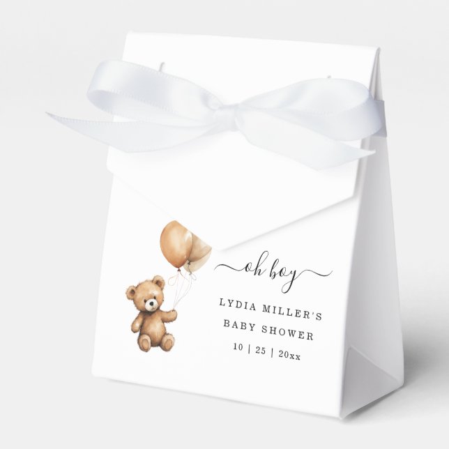 Teddy bear Balloons baby shower Gender neutral  Favor Box (Front Side)
