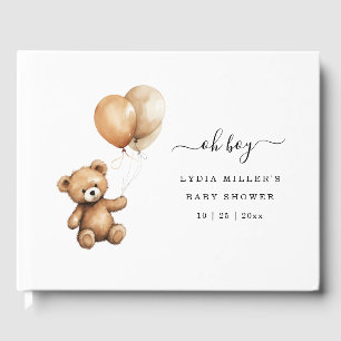 Teddy bear Balloons baby shower Gender neutral  Guest Book