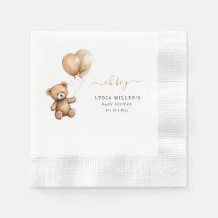 Teddy bear Balloons baby shower Gender neutral Napkin