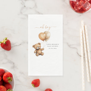 Teddy bear Balloons baby shower Gender neutral  Napkin