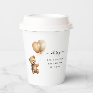 Teddy bear Balloons baby shower Gender neutral  Paper Cups