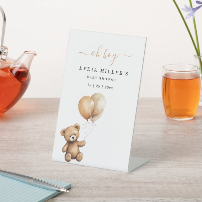 Teddy bear Balloons baby shower Gender neutral  Pedestal Sign (In SItu)